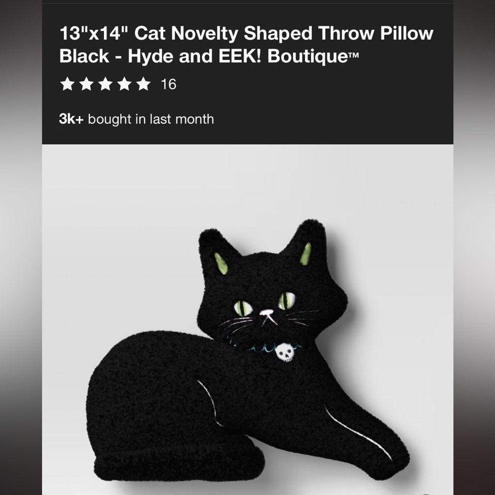 Hyde & Eek Boutique Novelty Cat Pillow NEW - Picture 5 of 5